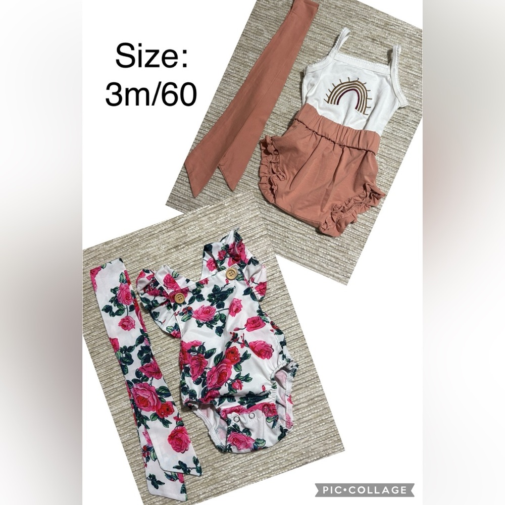 3m Baby Girl Boutique Outfits with Matching Headbands